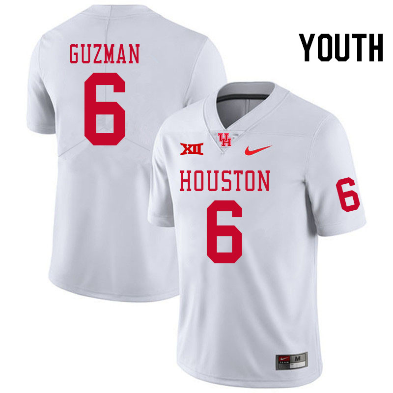 Youth #6 Noah Guzman Houston Cougars Big 12 XII College Football Jerseys Stitched-White